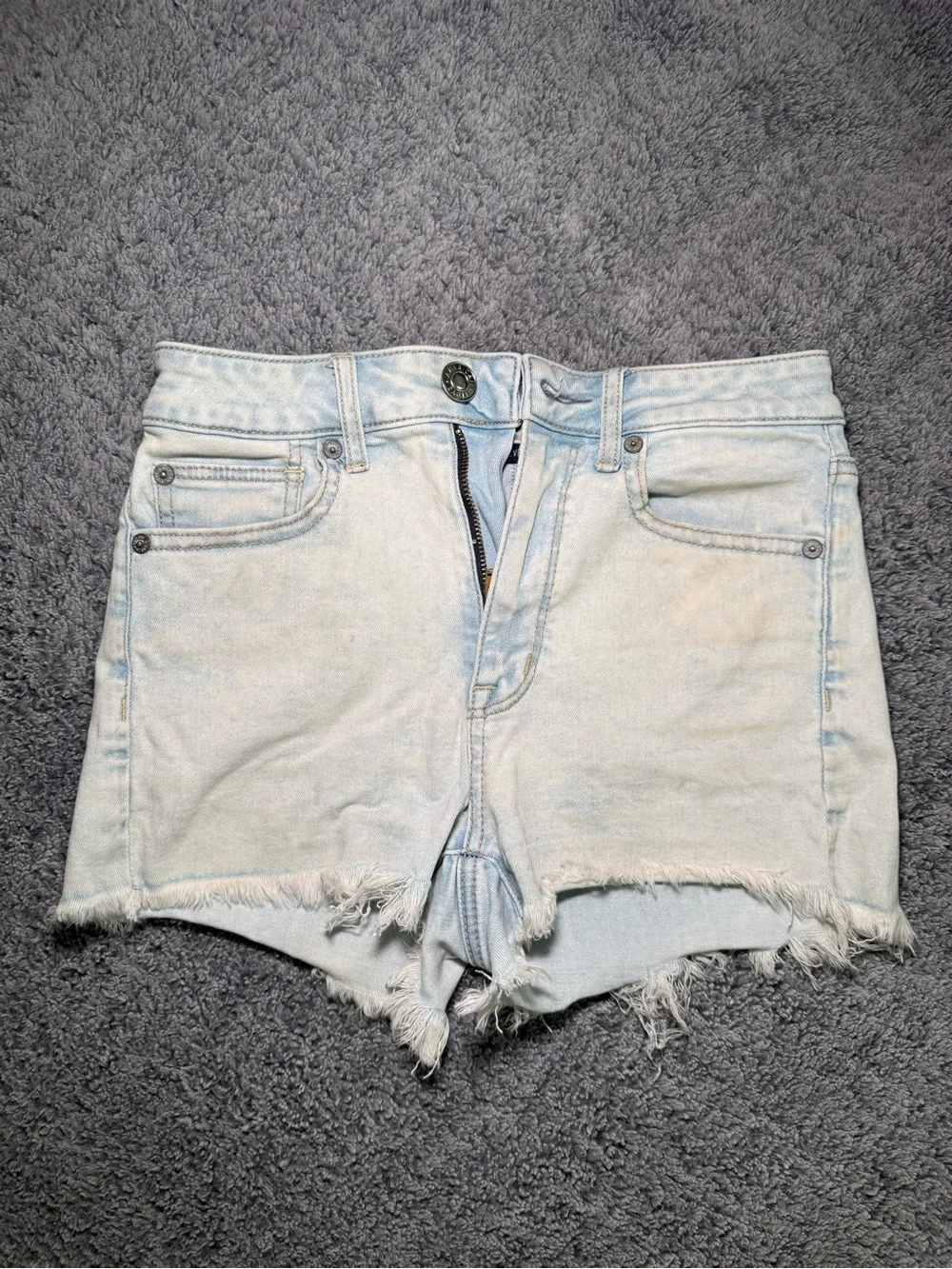 American Eagle Outfitters Women’s Light Blue Frayed Hem Denim Shorts